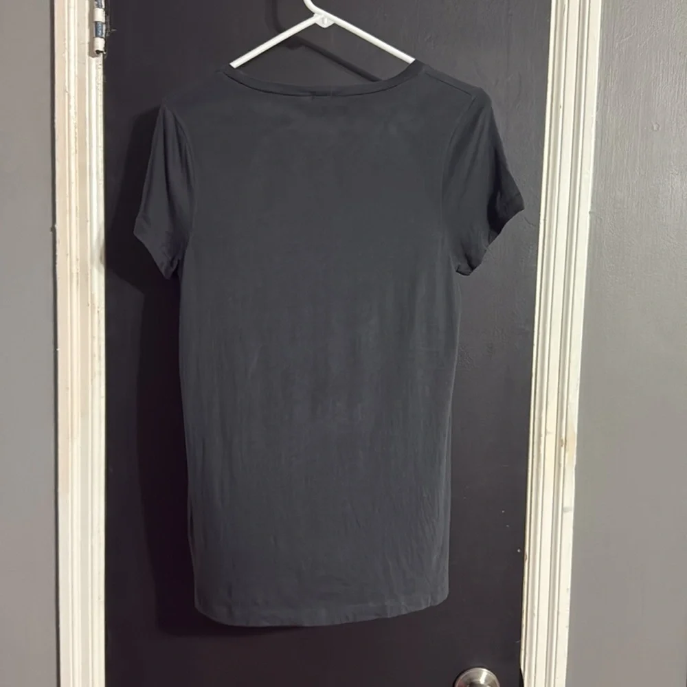 J. Crew Flower Cotton Crewneck Dark Gray Tee Boho Size: L